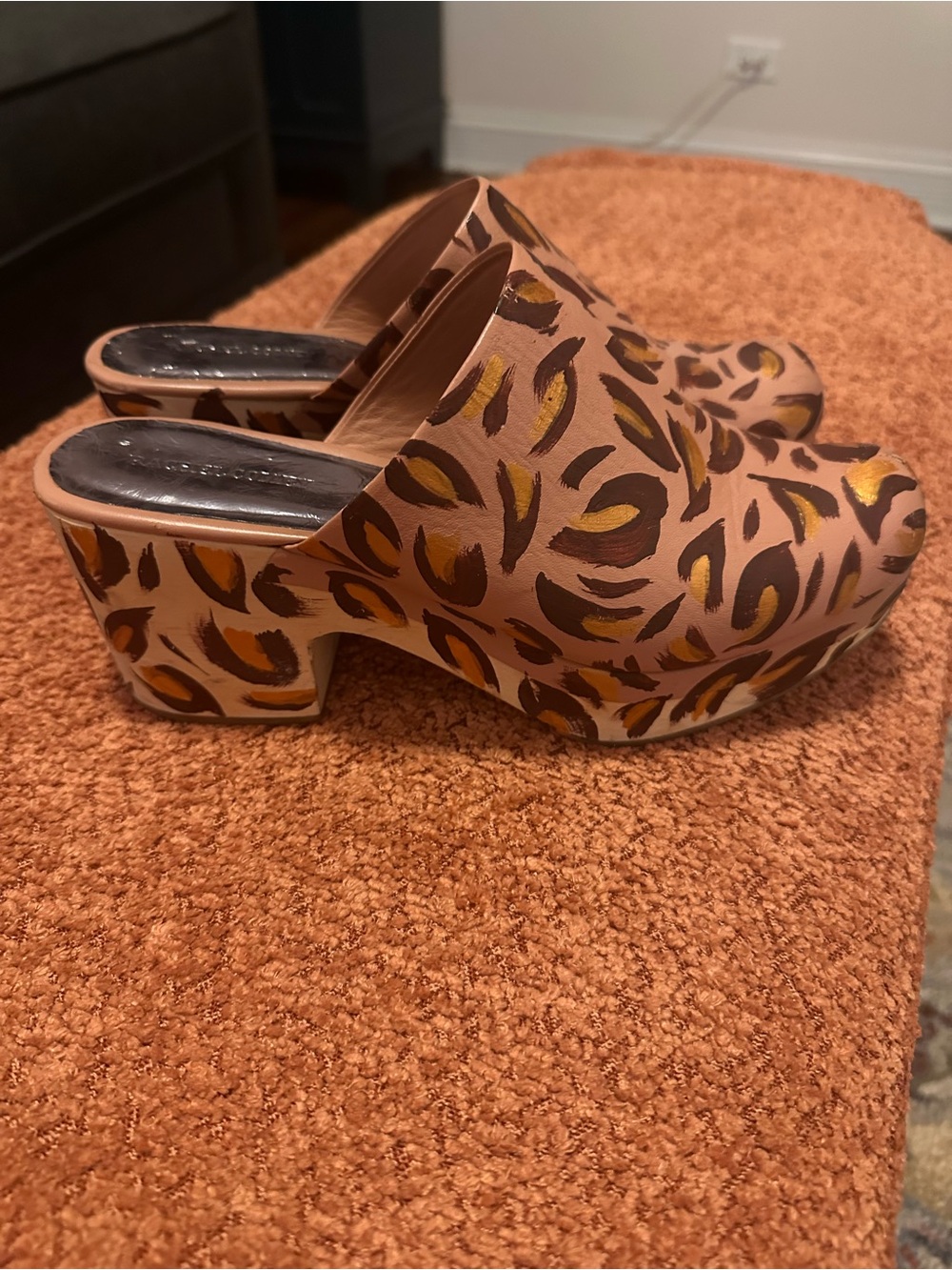 Rachel Comey Bose clog-  Pink and Brown Leopard-Print RARE